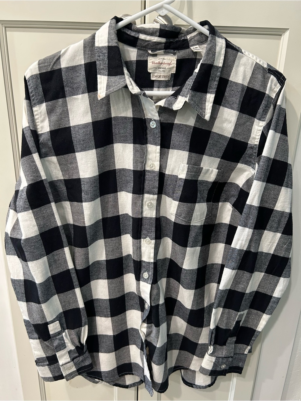 Weatherproof Classic Black and White Buffalo Check Women's Flannel Shirt